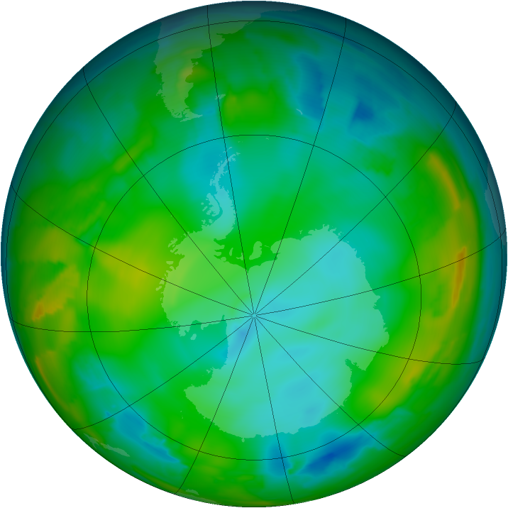 Antarctic ozone map for 11 July 2012
